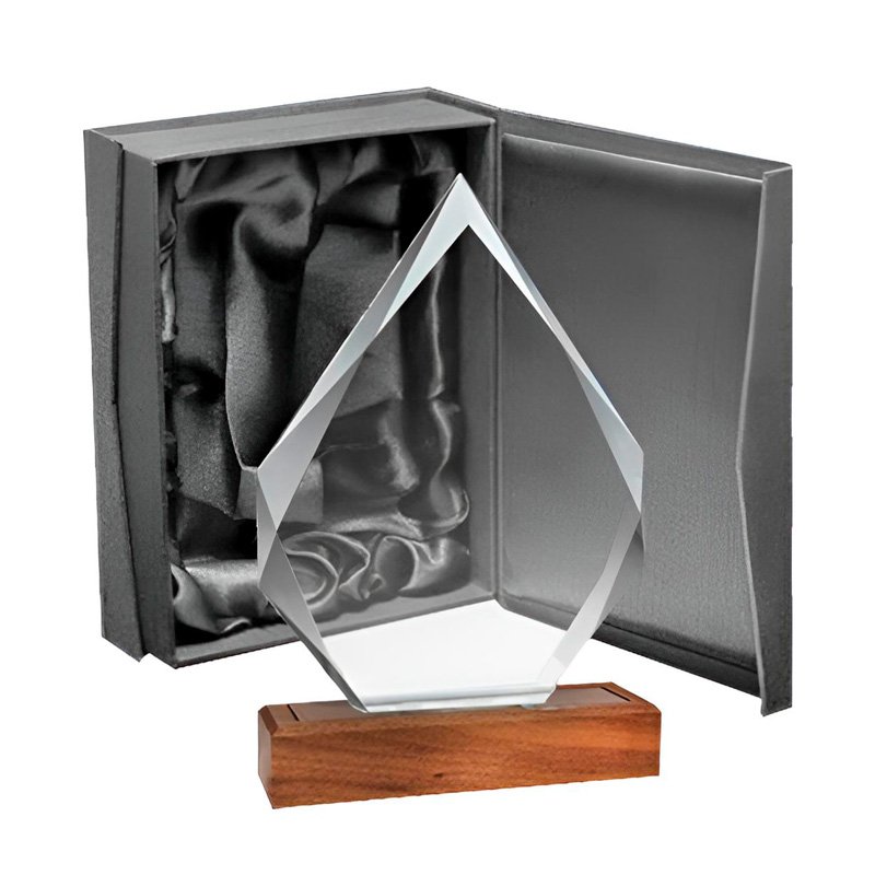 Galvano Cristal Con Base De Madera