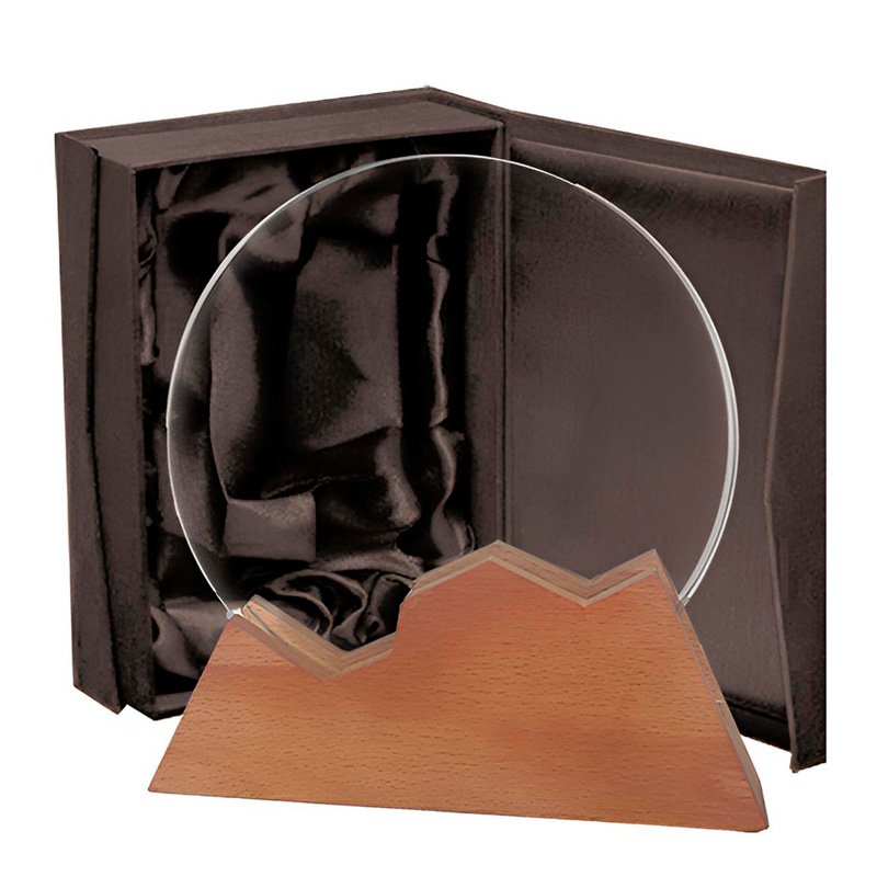 Galvano Cristal Con Base De Madera 