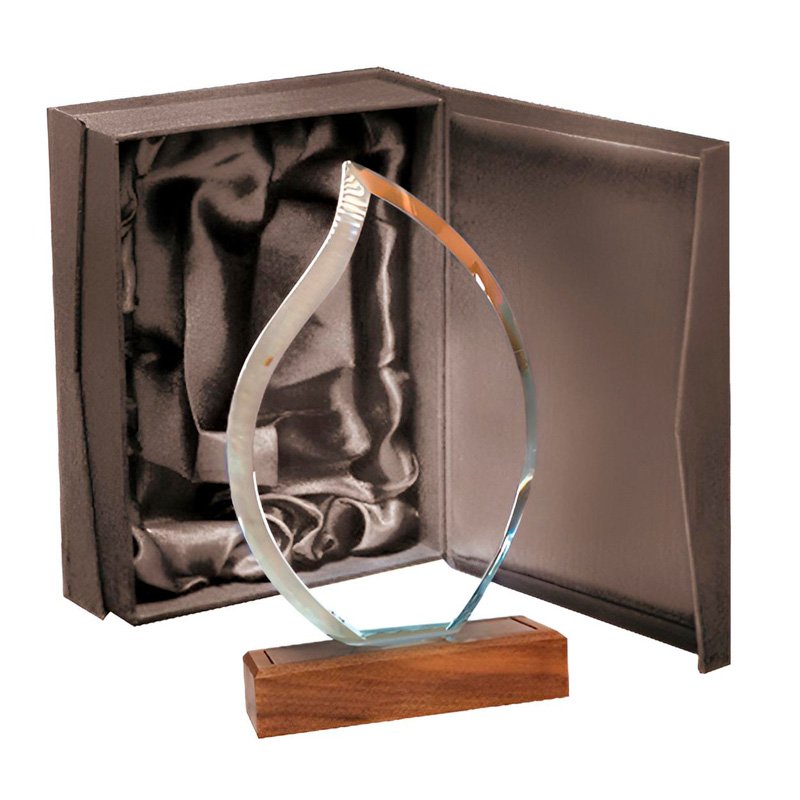 Galvano Cristal Con Base De Madera