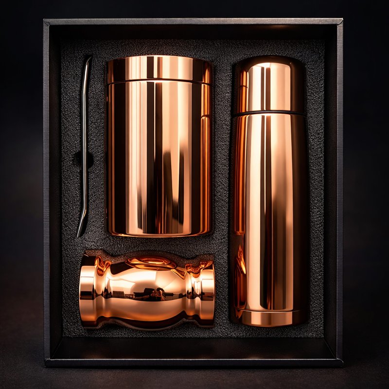 Set De Mate Color Cobre Con Bolso