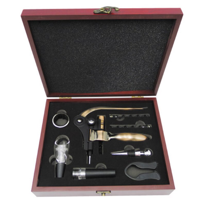 Set De Vino Deluxe Caoba