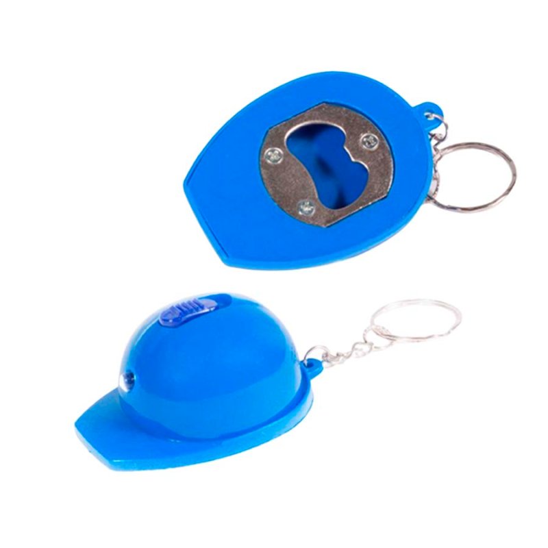 Llavero Casco Con Luz Y Destapádor - Merchandising corporativo personalizable