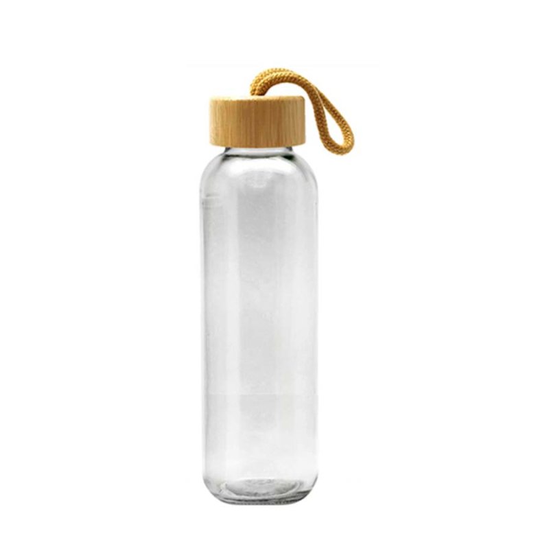 Botella Vidrio Tapa Bambu