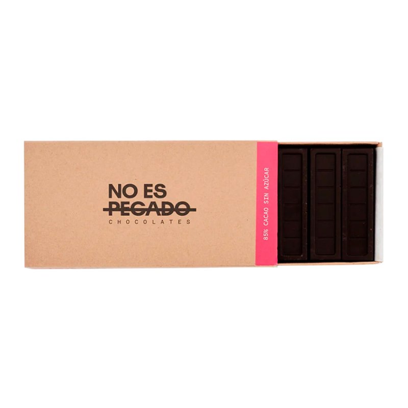 Caja De 7 Barritas De Chocolate Amargo 85% Cacao Sin Azúcar - Vegano 154 Gr - Merchandising corporativo personalizable