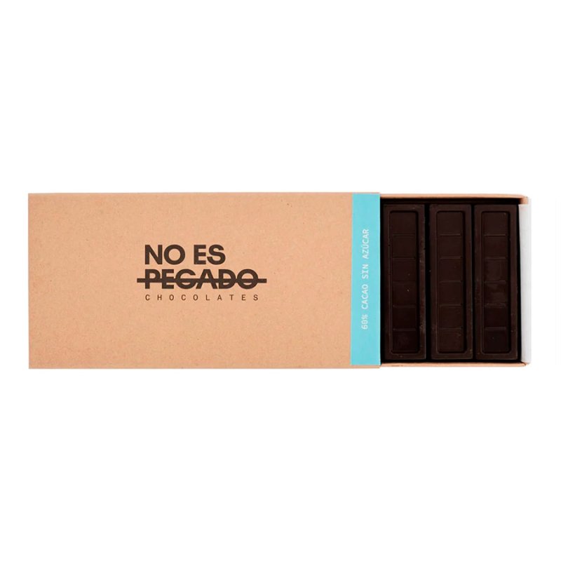 Caja De 7 Barritas De Chocolate Semiamargo 60% Cacao Sin Azúcar - Vegano 154 Gr